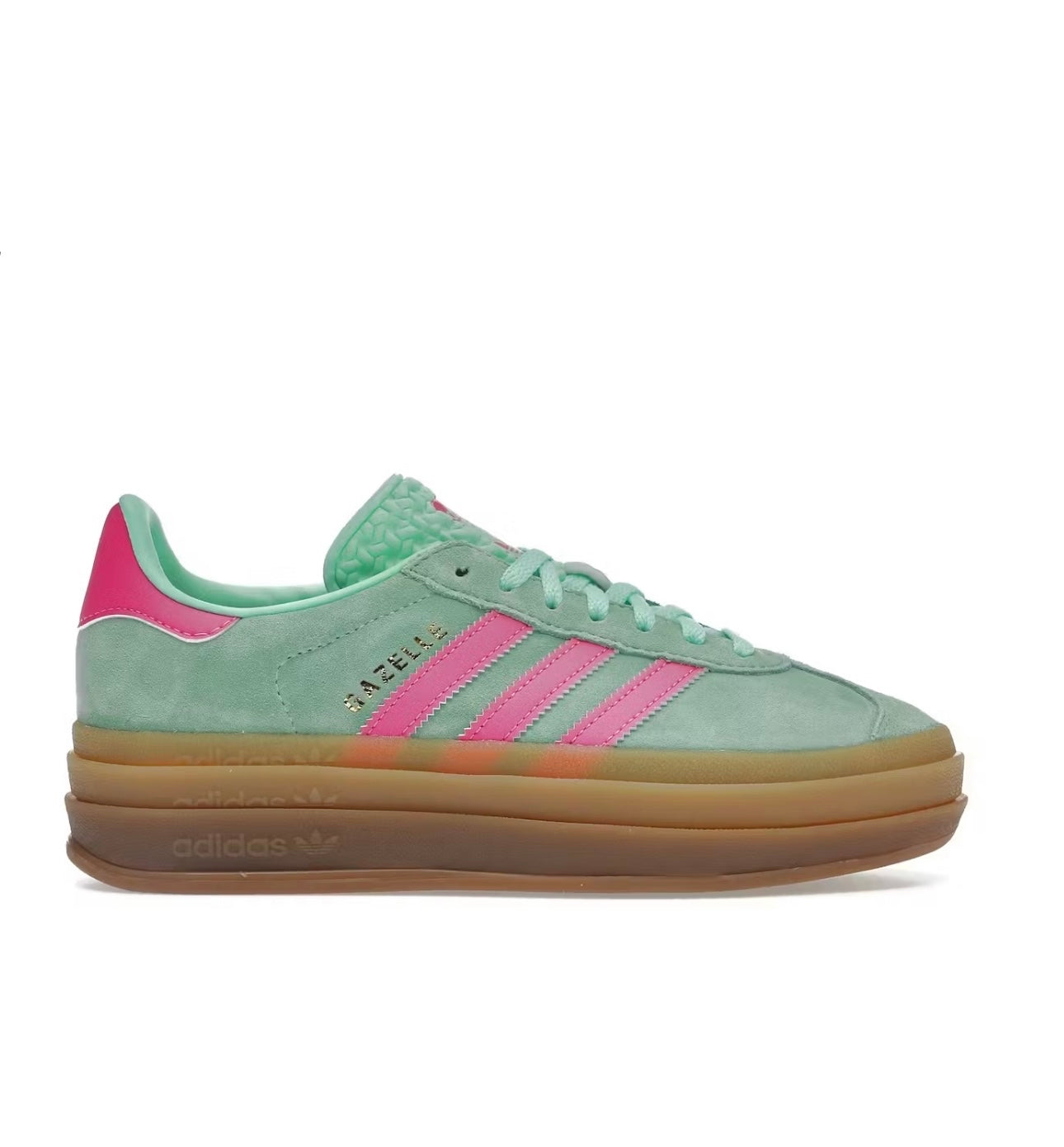 Adidas gazelle green pink platform
